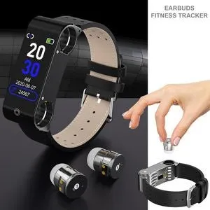 2-in-1 Ear Bud w/Fitness Tracker Bracelet