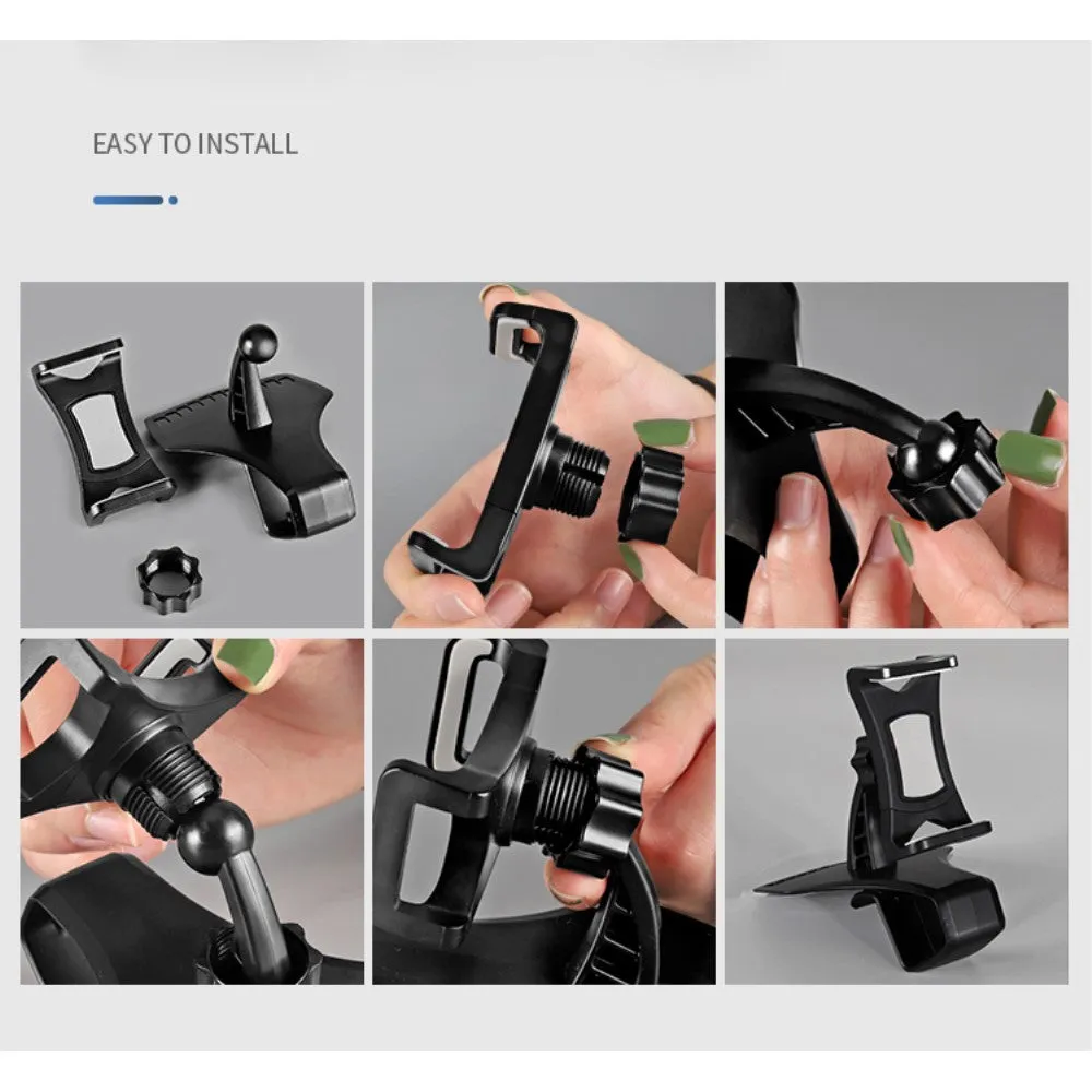 3 in 1 Car GPS Smartphone Holder: Dashboard / Visor Clamp   AC Grid Clip for ZTE Blade V20 Smart (2019) - Black