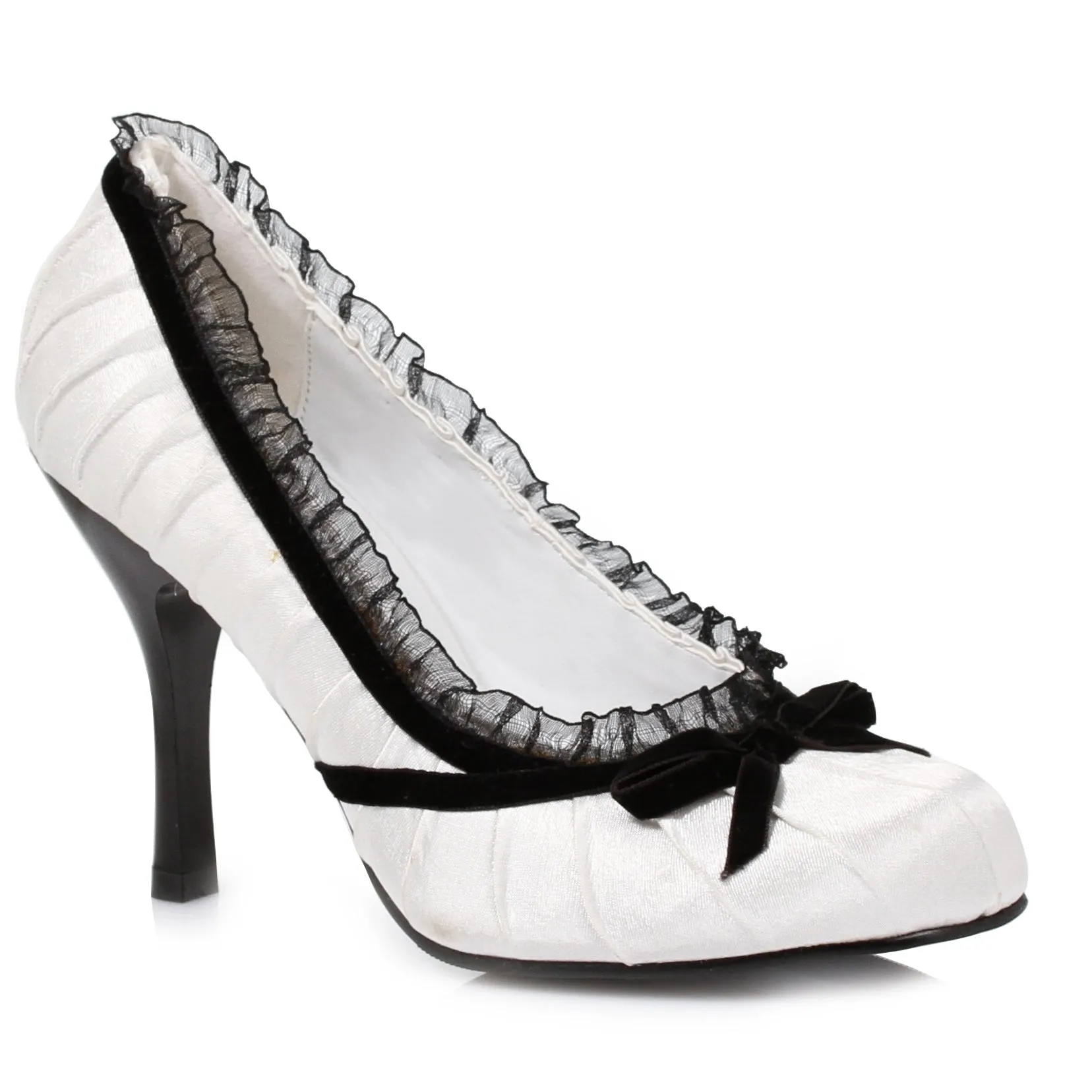 406-DOLL 4" Heel Satin Pump With Velvet Bow.