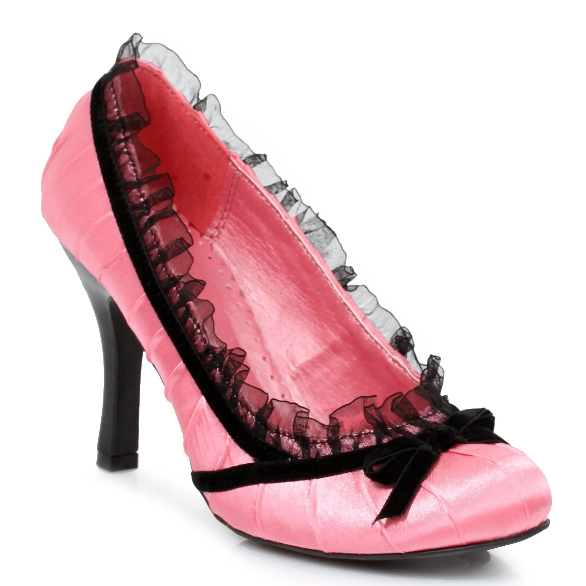 406-DOLL 4" Heel Satin Pump With Velvet Bow.