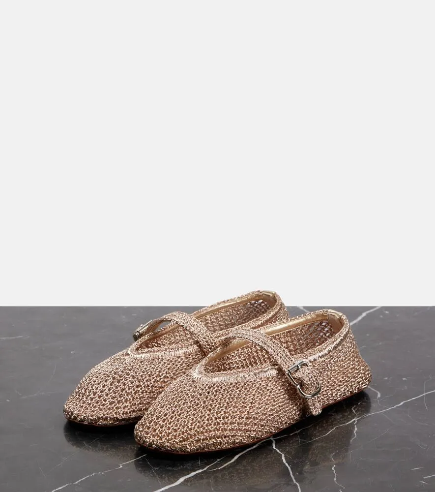 Alaia Metallic mesh ballet flats