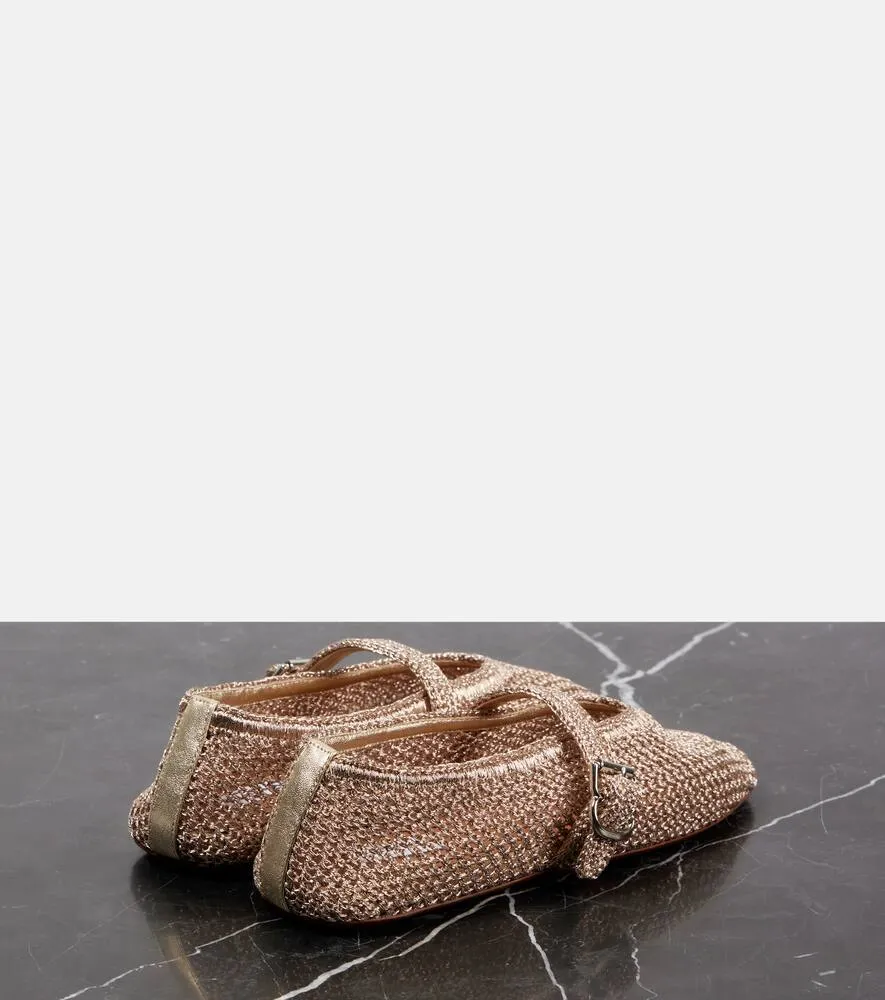 Alaia Metallic mesh ballet flats