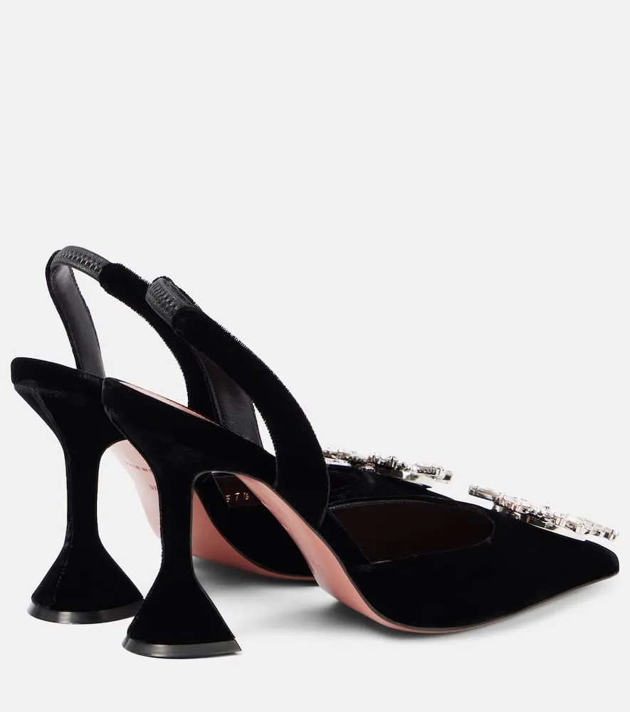Amina Muaddi Begum 95 embellished velvet slingback pumps