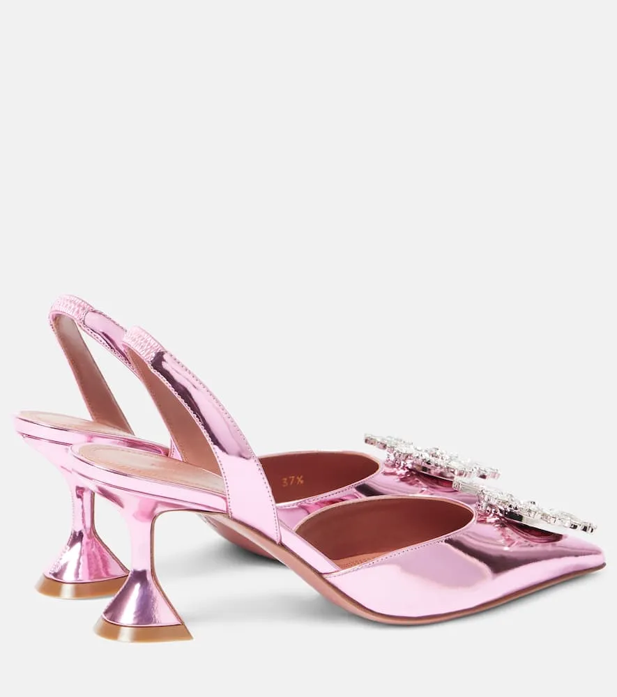 Amina Muaddi Begum Sling 70 mirrored leather slingback pumps