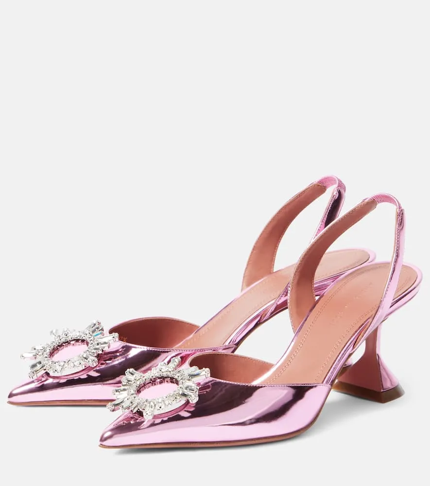 Amina Muaddi Begum Sling 70 mirrored leather slingback pumps