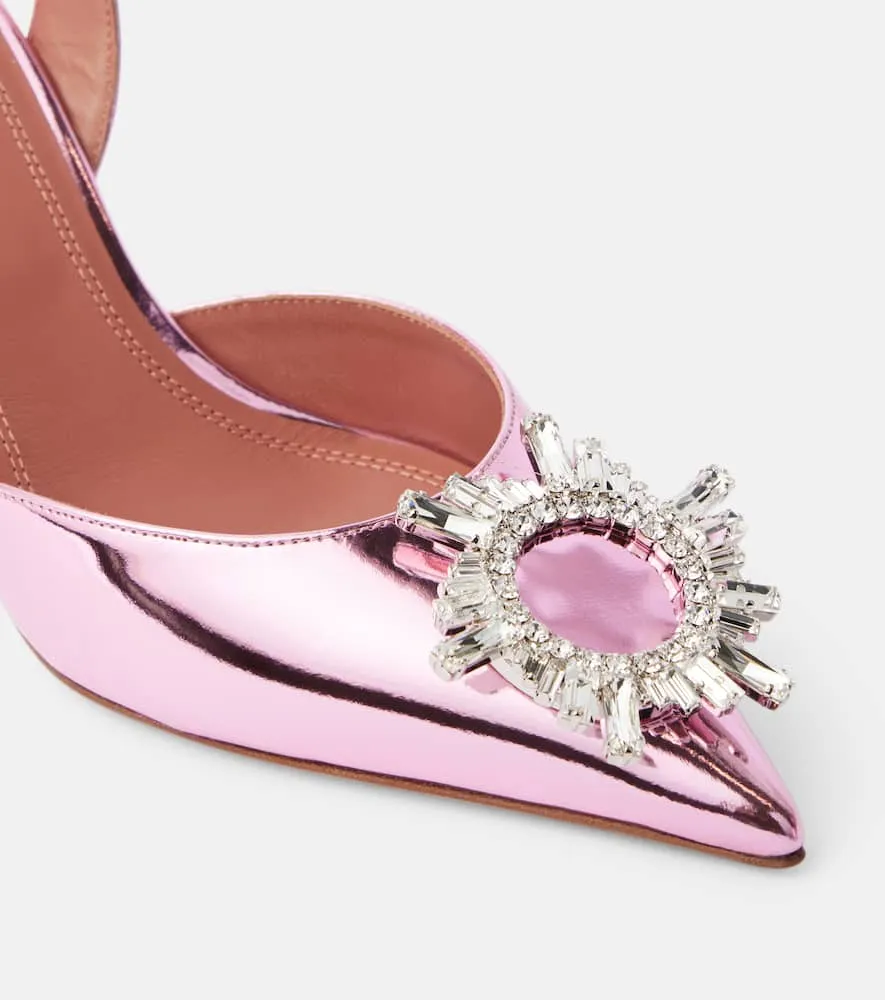 Amina Muaddi Begum Sling 70 mirrored leather slingback pumps
