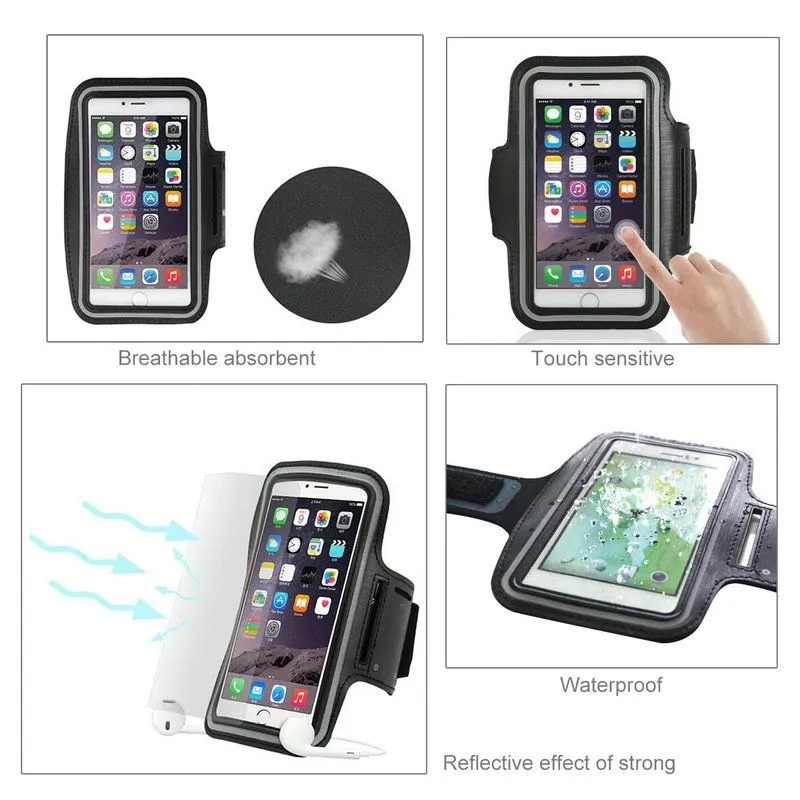 Armband Professional Cover Neoprene Waterproof Light Reflecting Wraparound Sport with Buckle for Huawei P Smart (2019) - Black