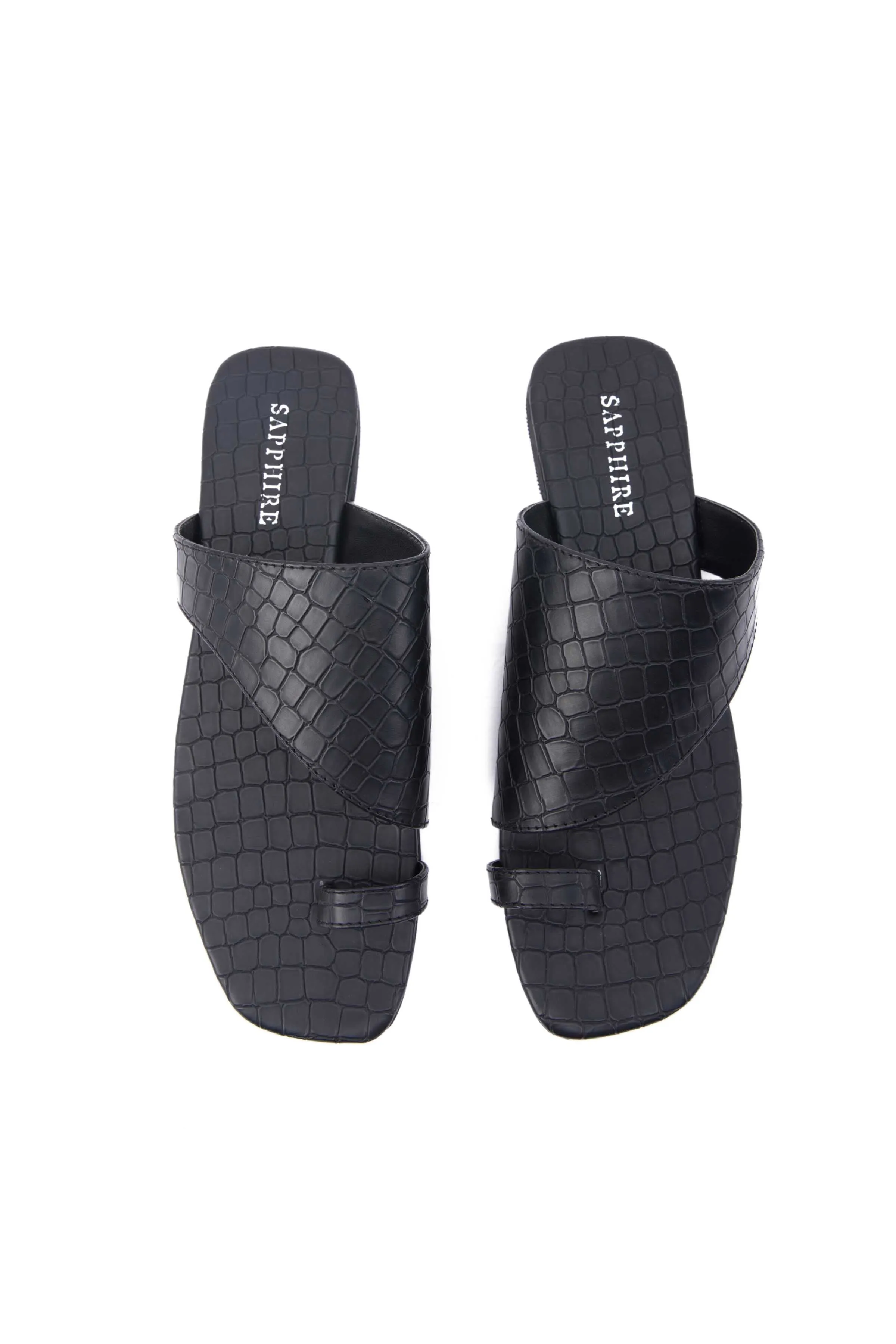Black Textured Flats