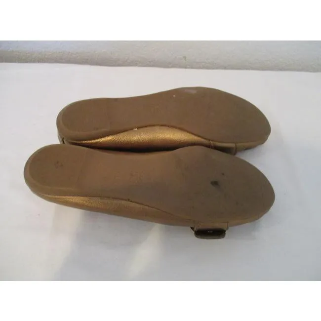 Bronze Fifth Avenue Golden Metallic Moccasin Stitch Loafer Flats Size Us