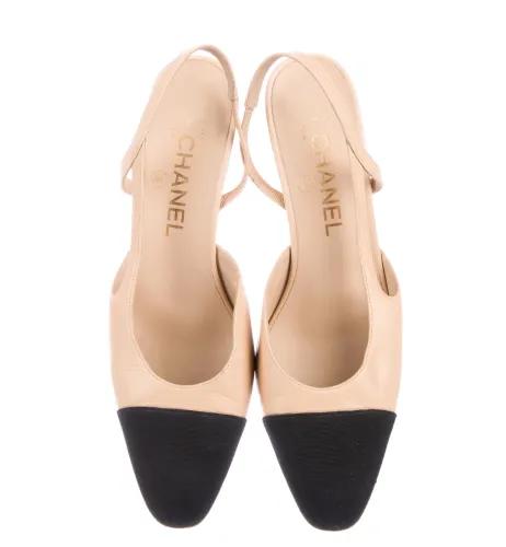 Chanel Cap-Toe CC Sling-back Pumps
