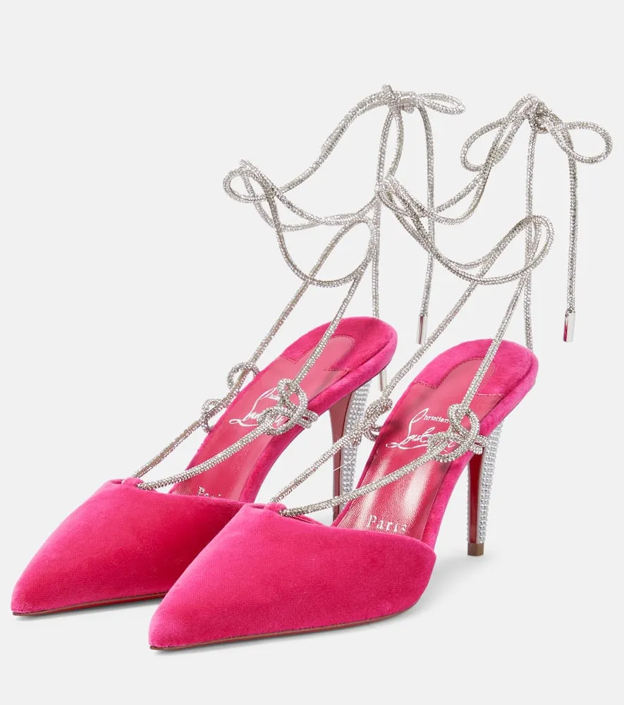 Christian Louboutin Astrid Lace Strass 85 velvet pumps
