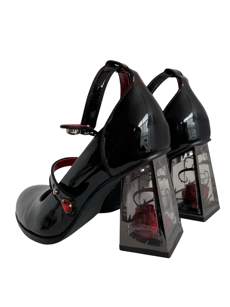 Dark Black Rose Heels