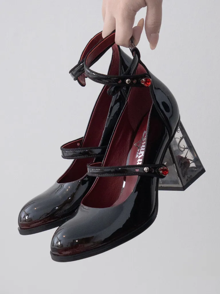 Dark Black Rose Heels