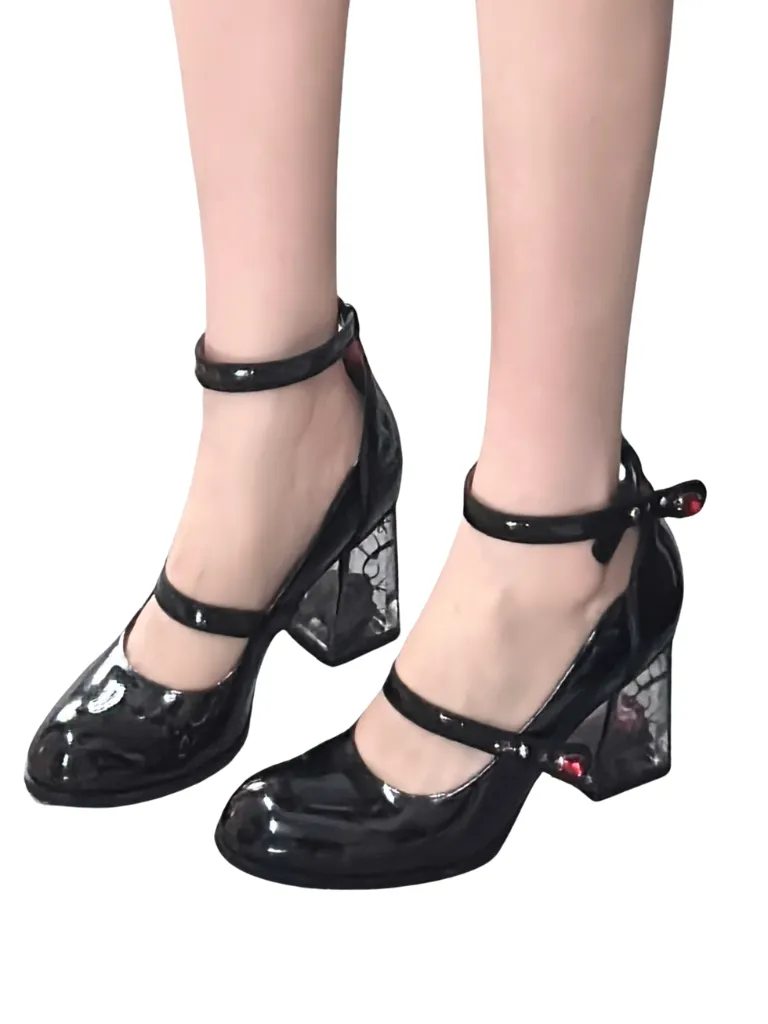 Dark Black Rose Heels