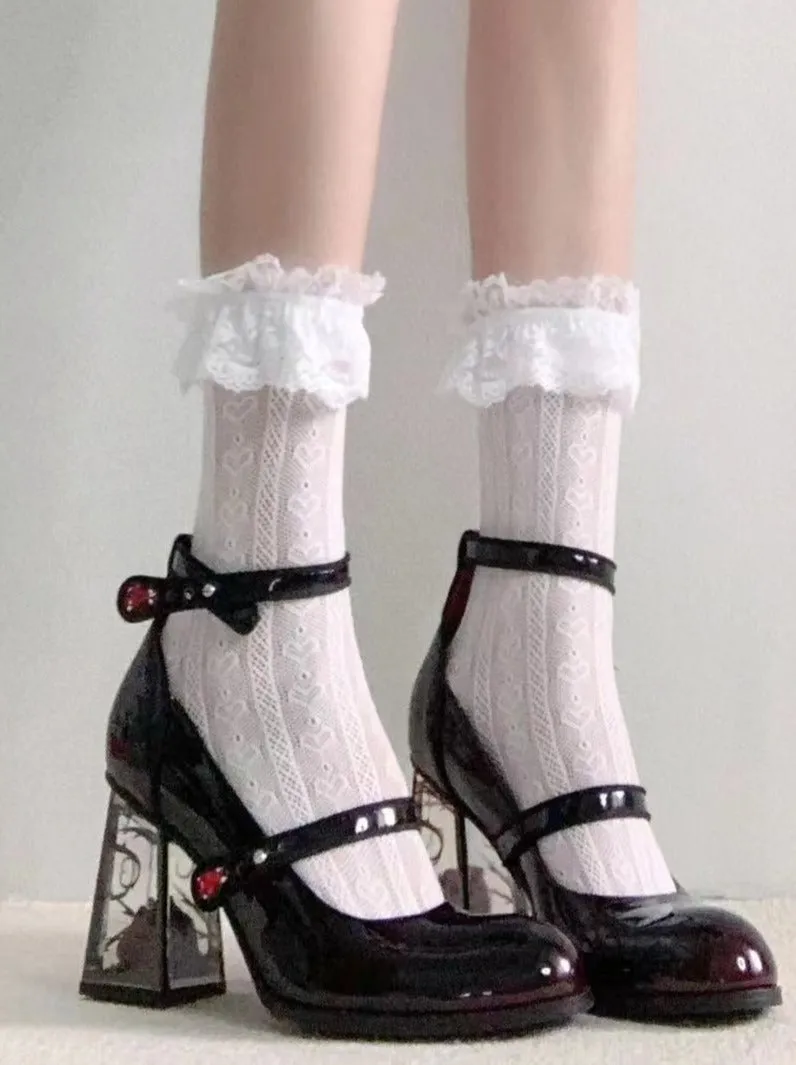 Dark Black Rose Heels