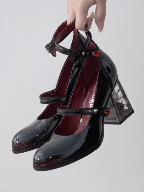 Dark Black Rose Heels