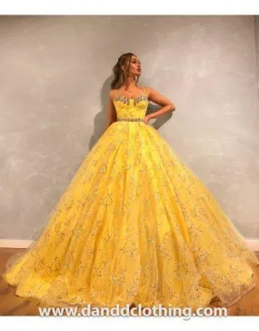 Luxury Evening Dress Princess Yellow