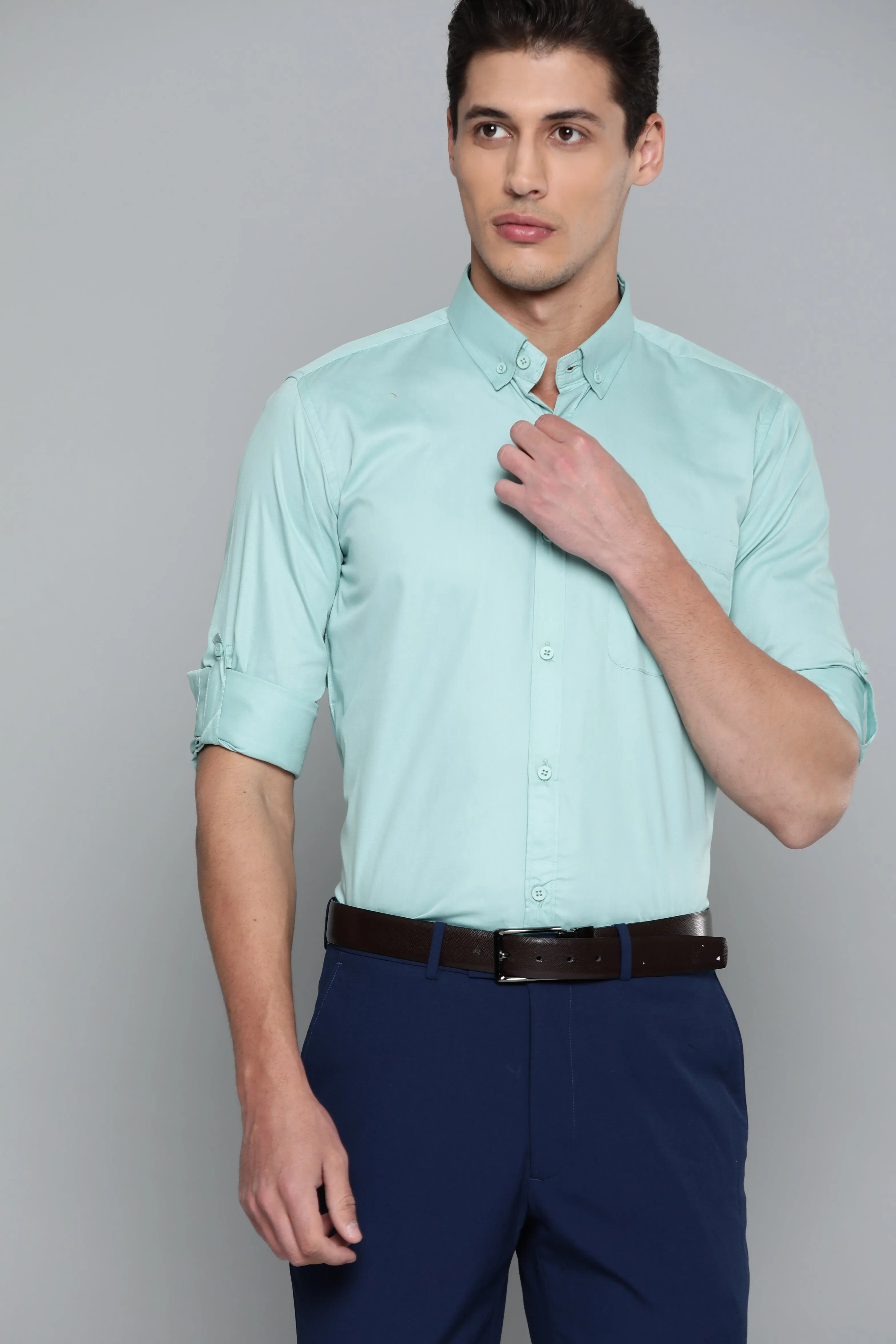 Men Green Smart Slim Fit Bio-Engineered Quick-Dry Odour-Free Formal Shirt