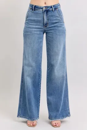 ONLINE EXCLUSIVE Judy Blue Raw Hem Wide Leg Jeans