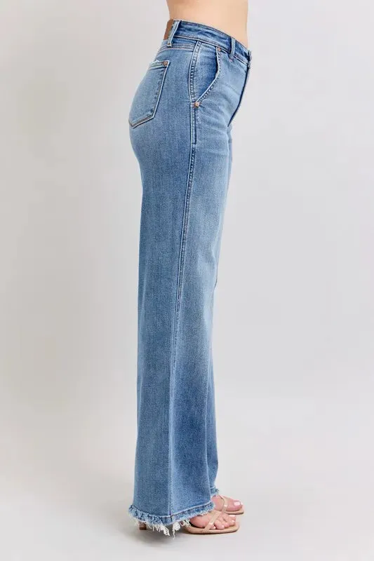 ONLINE EXCLUSIVE Judy Blue Raw Hem Wide Leg Jeans