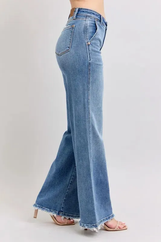 ONLINE EXCLUSIVE Judy Blue Raw Hem Wide Leg Jeans