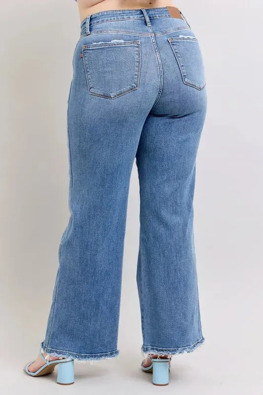 ONLINE EXCLUSIVE Judy Blue Raw Hem Wide Leg Jeans