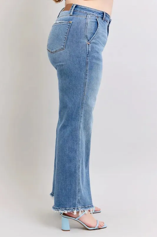 ONLINE EXCLUSIVE Judy Blue Raw Hem Wide Leg Jeans
