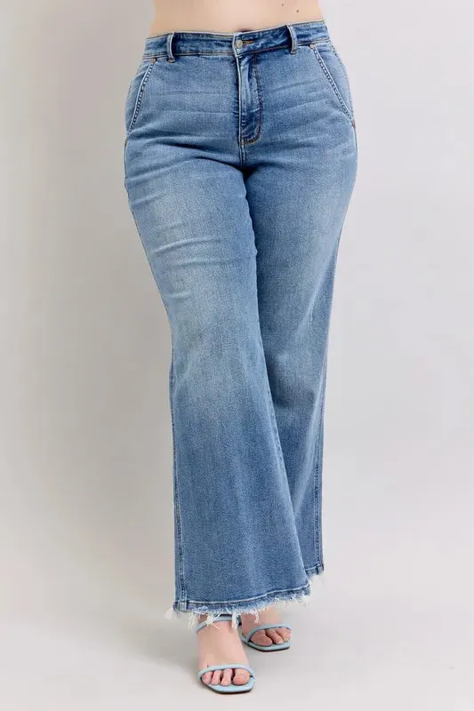 ONLINE EXCLUSIVE Judy Blue Raw Hem Wide Leg Jeans